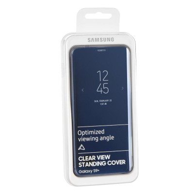 Кожени калъфи Кожени калъфи за Samsung  Калъф тефтер CLEAR VIEW оригинален EF-ZG965CLEGWW за Samsung Galaxy S9 Plus G965 тъмно син